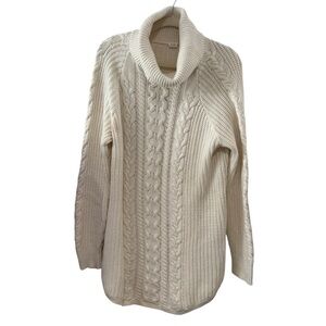 GAP Maternity Large Cream Cable Knit Turtleneck Cotton Sweater